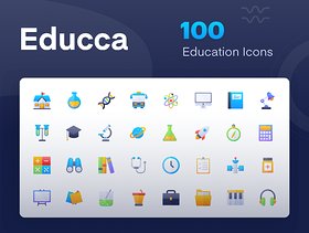 最新的图标包，但有一个非常独特的质量图标。包含代表教育需求的图标，这些图标非常独特，适合您的数字需求.Educca：Education Icon Pack