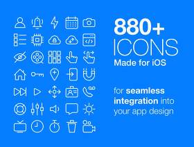 880项多优质的图标进行无缝集成，图标包 - 专为iOS版
