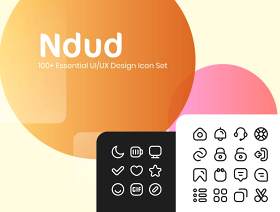 简单的线条ui ux图标集，Ndud 100+简单线条基本UI / UX图标集
