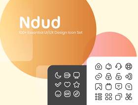 简单的线条ui ux图标集，Ndud 100+简单线条基本UI / UX图标集