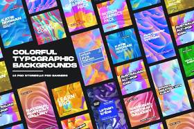 30款抽象艺术渐变平面广告包装设计彩色印刷海报背景PSD素材Colorful Typographic Backgrounds