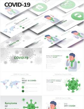 11套色系新型冠状病毒疾病创意插画PPT素材COVID-19 - PowerPoint Infographics