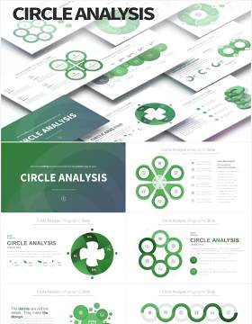 12套颜色圆形饼图数据可视化分析PPT信息图表素材Circle Analysis - PowerPoint Infographics Slides