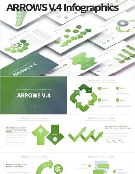 12套颜色箭头阶梯流程图信息图表PPT可视化素材Arrows V.4 - PowerPoint Infographics