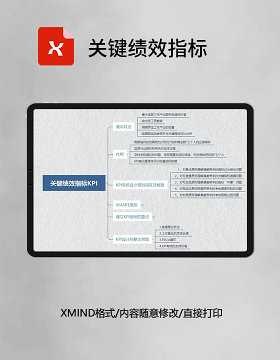 思维导图简洁关键绩效指标XMind模板