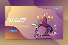 迪康公司psd和ai矢量登录页UI界面插画设计decacorn company psd and ai vector landing page