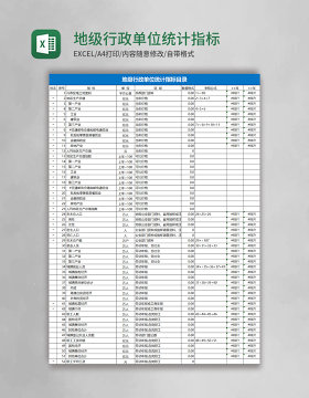 地级行政单位统计指标目录EXCEL表格 