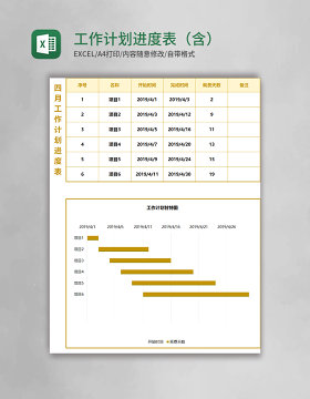 工作计划进度表（含甘特图）Excel模板