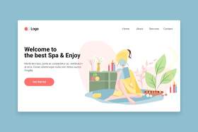 用于登录页的Spa平面web模板EPS矢量插画设计Spa flat web template for Landing page