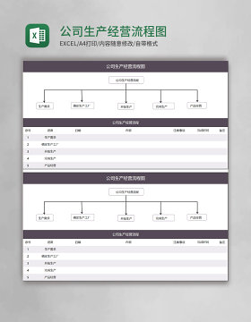 实用公司生产经营流程图Execl模板