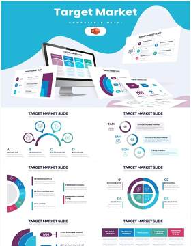 简洁绿色系目标市场用户群体分析PPT信息图形素材Target Market Powerpoint Infographics