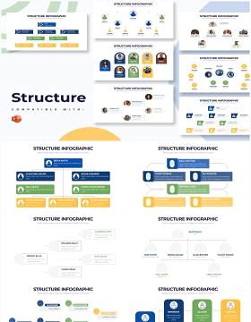 简洁浅色结构图PPT信息图形素材Structure Powerpoint Infographics