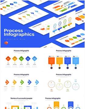 彩色流程图关系图结构图PPT图表素材Process Powerpoint Infographics