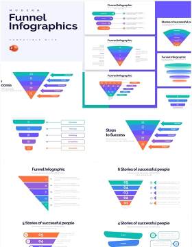 多彩创意漏斗图PPT素材unnel Powerpoint Infographics