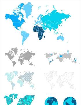 世界地图PPT元素World maps