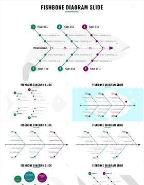 简约鱼骨图PPT信息图素材模板Fishbone Slides Template