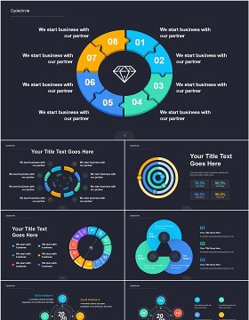 循环和圆形信息图表PPT模板Cycle and Circle - Dark