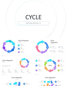 循环信息图表PPT模板Cycle Light