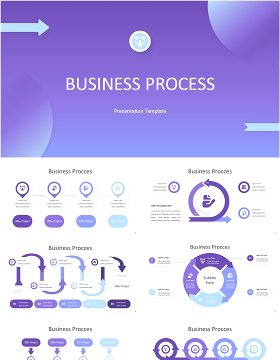 蓝色渐变商务箭头流程图PPT模板business process powerpoint