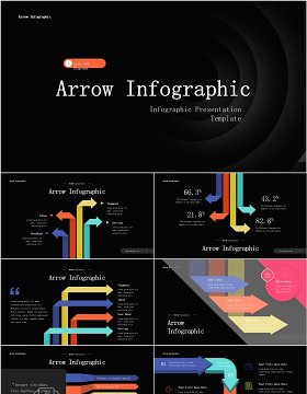 黑色商务箭头信息图标ppt素材