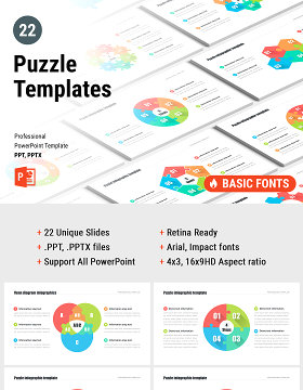 多形式拼图PPT信息图表模板 Puzzle pieces PowerPoint Templates