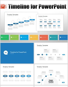 7套色系日程表时间轴企业事件历程PPT模板timeline powerpoint template