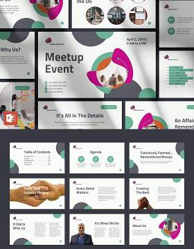 公开活动项目PPT版式模板Meetup Event PowerPoint Presentation Template