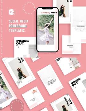 清新简约手机竖版社交媒体PPT模板Social Media PowerPoint Template