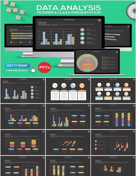 柱状图数据分析PPT信息图表Data Analysis Powerpoint