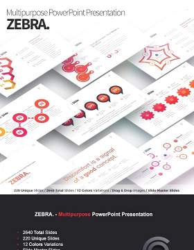 12套色系商务多用途PPT信息图表幻灯片演示Zebra - Multipurpose PowerPoint Presentation