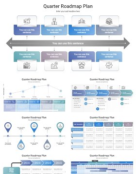 16页季度规划路线图项目计划总结汇报表格信息图PPT模板Quarter Roadmap Plan