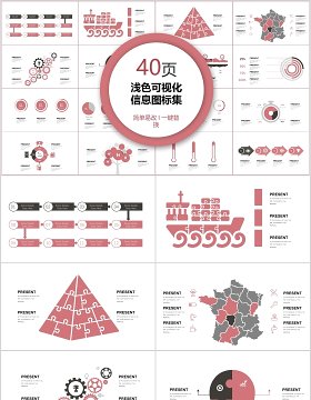 40页浅色可视化信息图标集