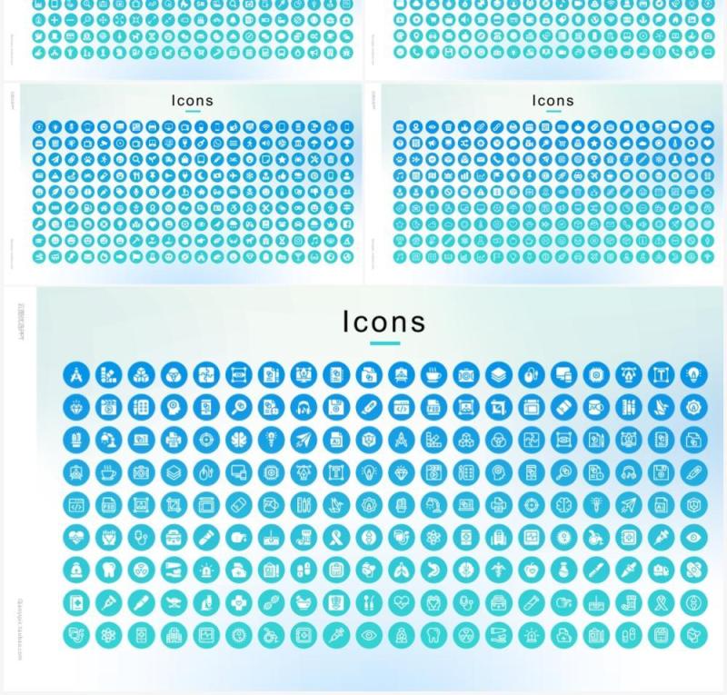 淡蓝色架构逻辑图市场分析报告PPT素材模板