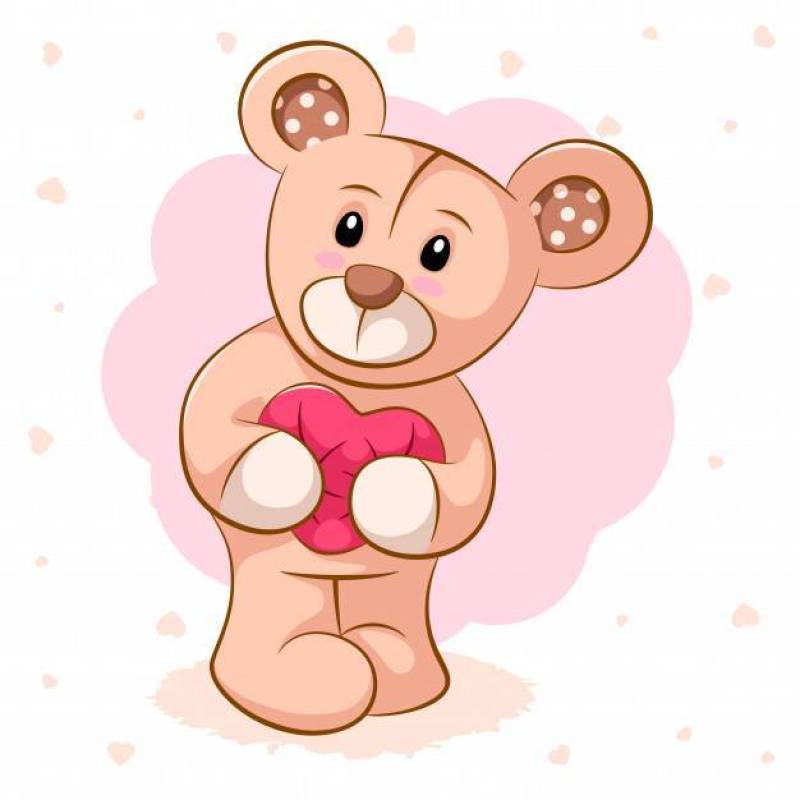 Teddy bear with pink heart.
