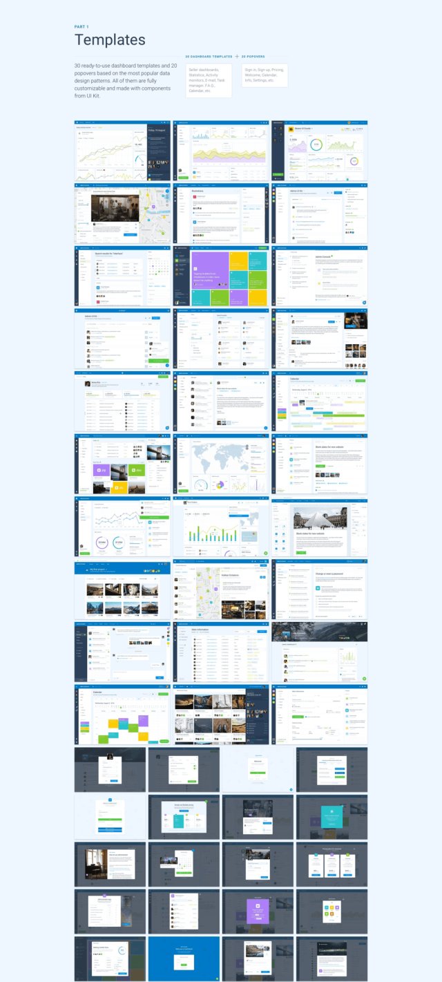 最终的仪表板UI工具包，可帮助您设计复杂的Web应用程序，管理员仪表板：草图和图形