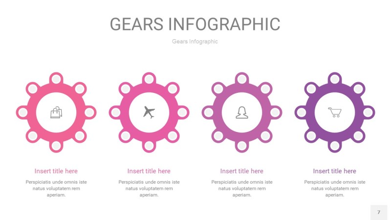 粉紫色齿轮PPT信息图7