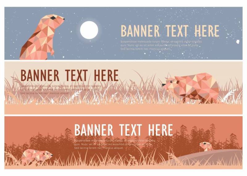 地鼠插图Web横幅包矢量