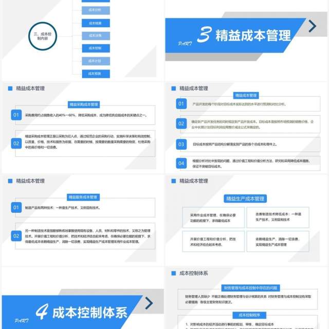 蓝色商务风企业生产成本控制培训PPT模板