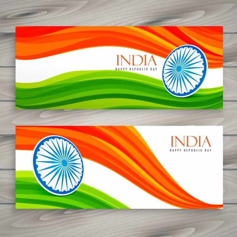 印度国旗横幅背景矢量设计插画