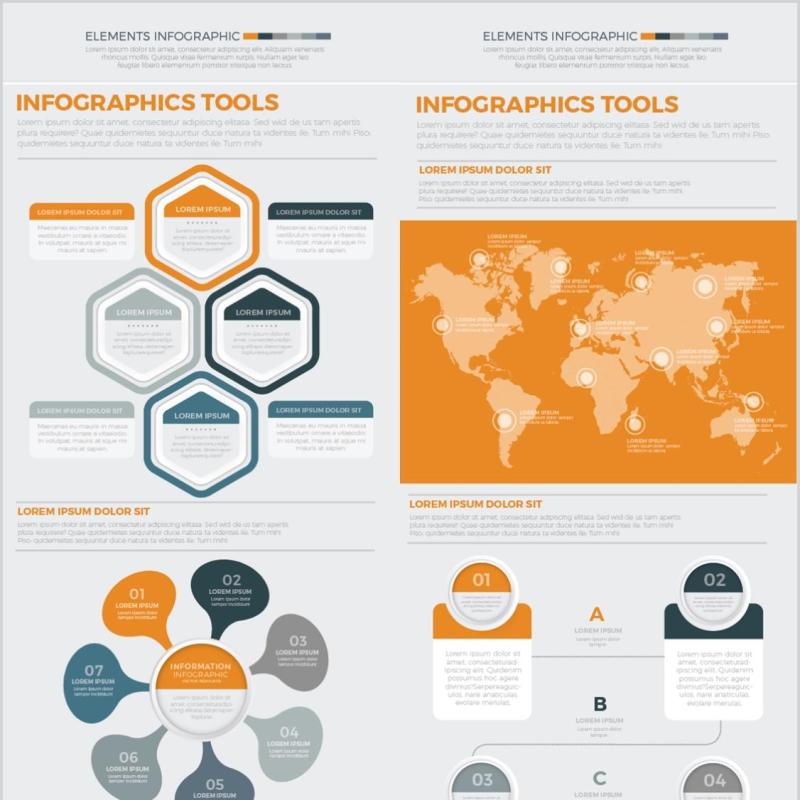 大型信息图形元素设计矢量素材Mega Infographics Elements Design