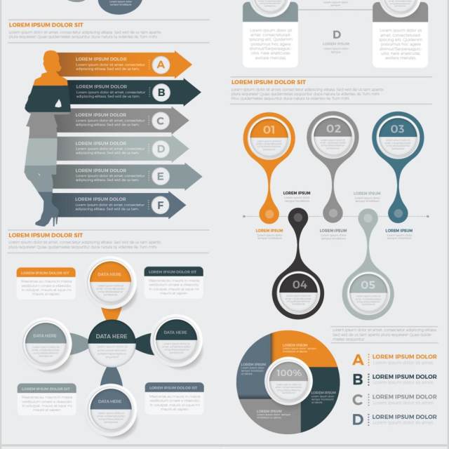 大型信息图形元素设计矢量素材Mega Infographics Elements Design