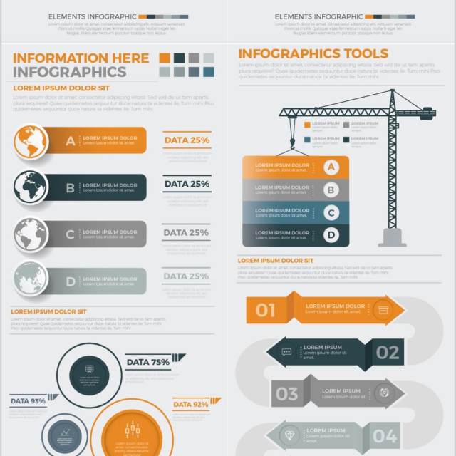 大型信息图形元素设计矢量素材Mega Infographics Elements Design