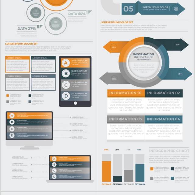 大型信息图形元素设计矢量素材Mega Infographics Elements Design