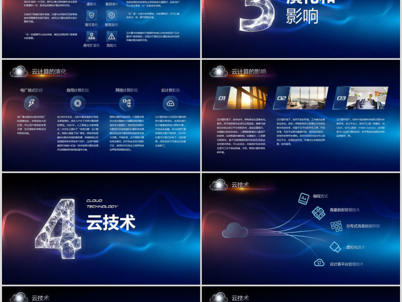 互联网云计算ppt模板大数据概念科技