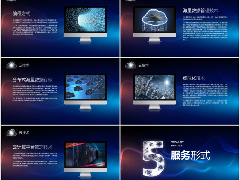 互联网云计算ppt模板大数据概念科技