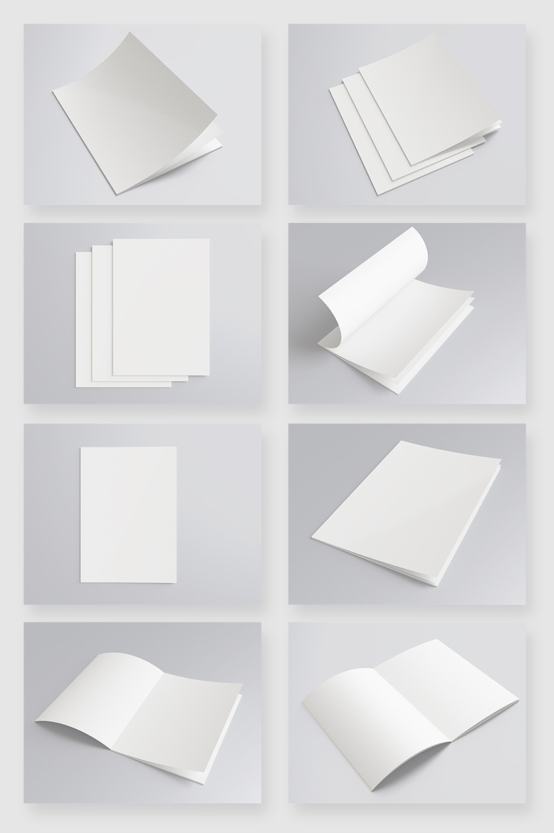 空白书籍画册纸张设计贴图样机模版素材