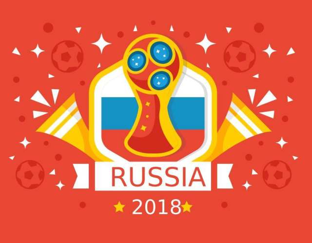  红色背景俄罗斯世界杯2018年矢量