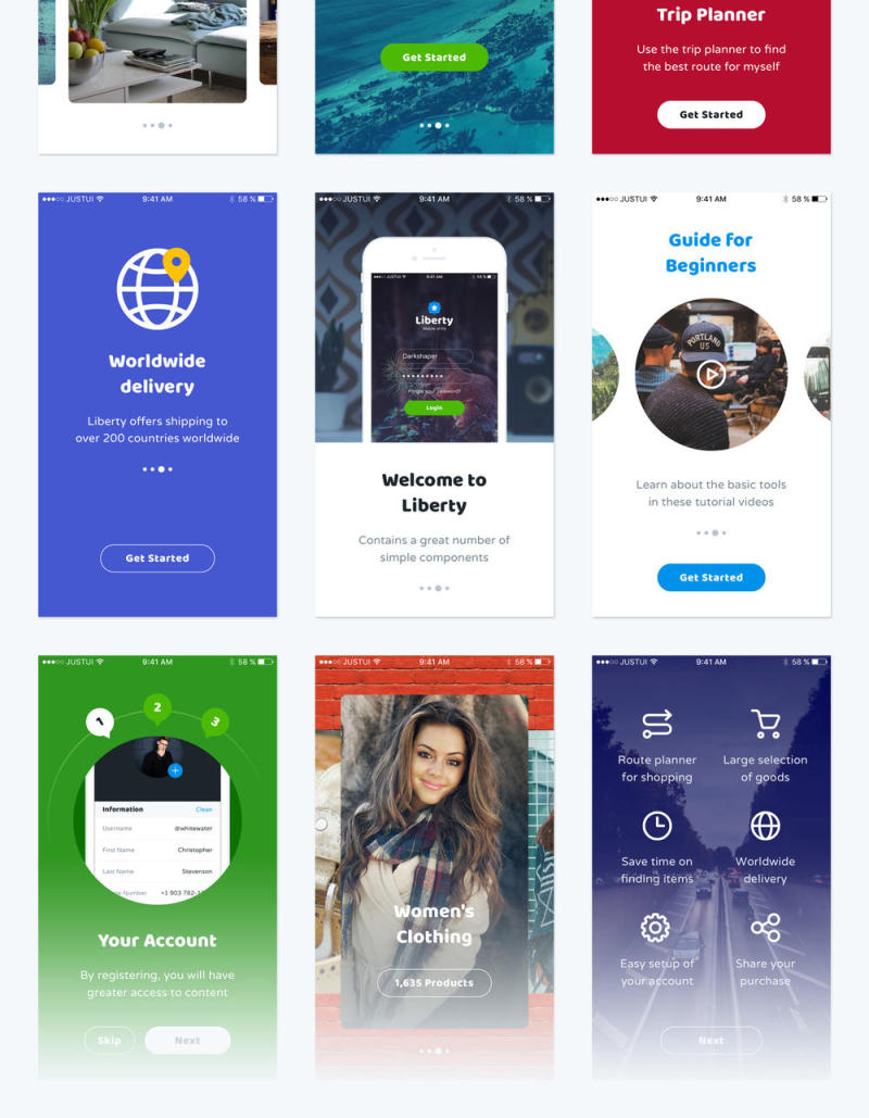 在Sketch＆Photoshop，Liberty Mobile UI工具包中创建时尚的移动应用程序的完美选择