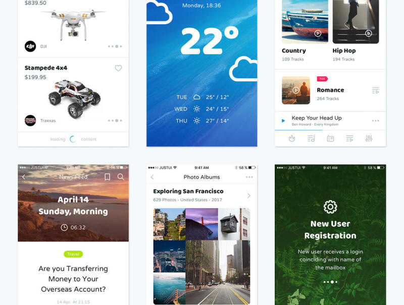 在Sketch＆Photoshop，Liberty Mobile UI工具包中创建时尚的移动应用程序的完美选择