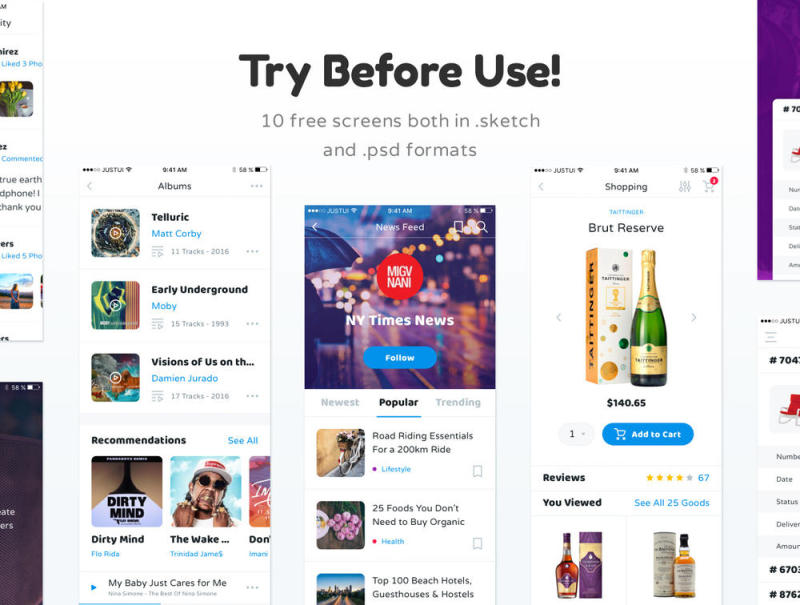 在Sketch＆Photoshop，Liberty Mobile UI工具包中创建时尚的移动应用程序的完美选择